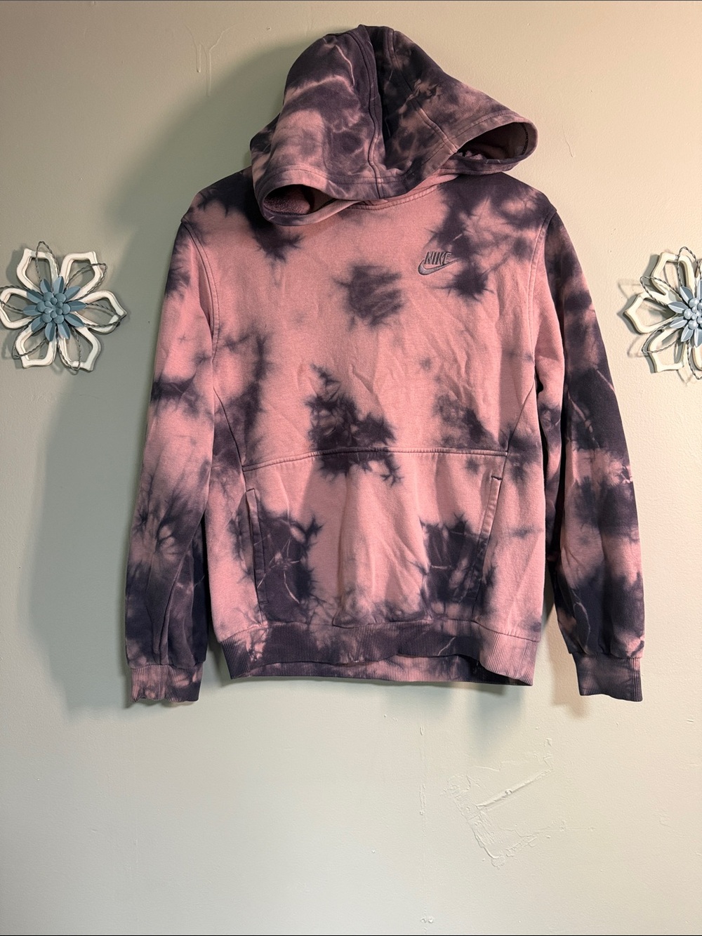 Nike Pink & Purple Tie-Dye Pullover Hoodie
